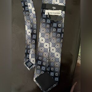 Pierre Cardin Men's Tie with Blue and Silver Squares